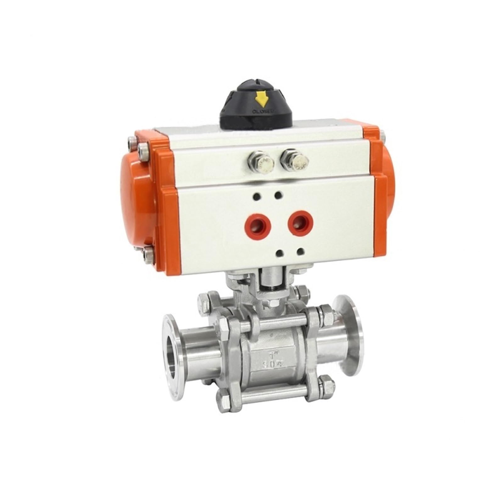 DN15-50 Zawór kulowy pneumatyczny, trzyczęściowy zawór kulowy ze stali nierdzewnej wysokiej platformy, podwójny cylinder efektów Q611F-16P(DN40)