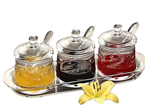 FOLOBE Premium Quality Clear Acrylic Condiment Set Spice Box with Spoon Seasoning Salt Pepper Spice cans Kitchen Accessories Jam Bottles