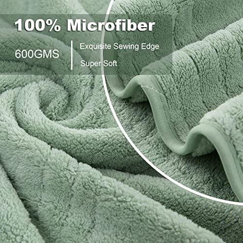 Junsey Bathroom Towel Set Of 8, 2 Large Bath Towels 35"X70"/2 Hand Towels 16"X31"/2 Washcloths 13"X13", 600 Gsm Super Soft Absorbent Towels For Bathroom Hotel Spa Quick Dry Towel Set Green #TOP3