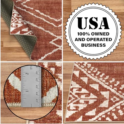 Realife Rugs 812274034892 Realife Machine Washable Area Rug Runner - Living Room Bedroom Bathroom Kitchen Entryway Office - Padded Low Pile Stain Resistant Premium - Moroccan Diamond Tribal thumb #3