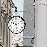 🕕【Vintage Doppelseitige Wanduhr】Diese Innen-/Außenuhr ist eine doppelseitige Uhr, durch die zweiseitigkeit können Sie die Zeit leicht ablesen. Batteriebetrieben, Silent Clock nicht tickende Betrieb hält Ihre Familie Zimmer ruhig und komfortabel.