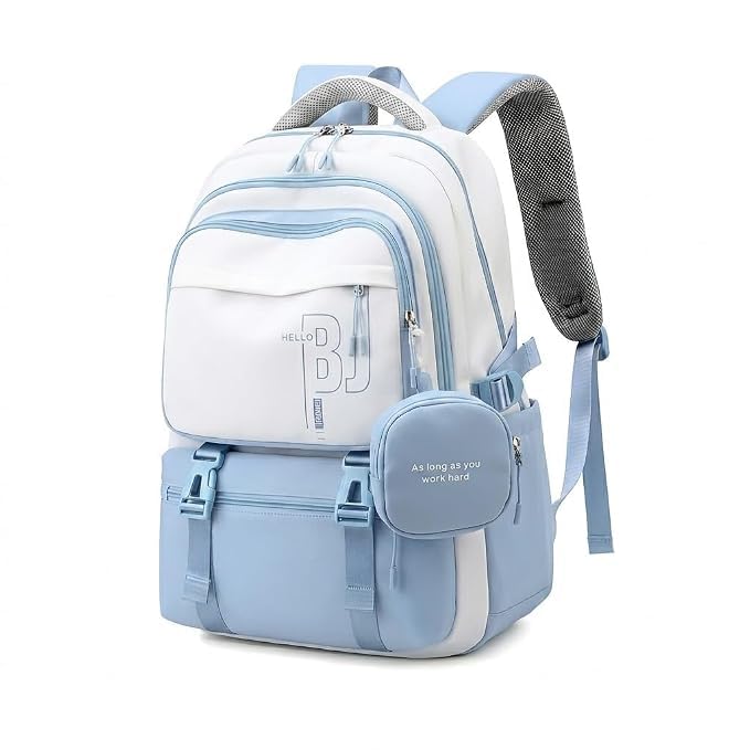 Cute Bow Cartoon School Bag College Laptop Backpack for Women & Teens with Zipper Pouch | 18 Inch Book Backpack - Cute Accessory | Travel - Camping, Tuition, Coaching-image-33