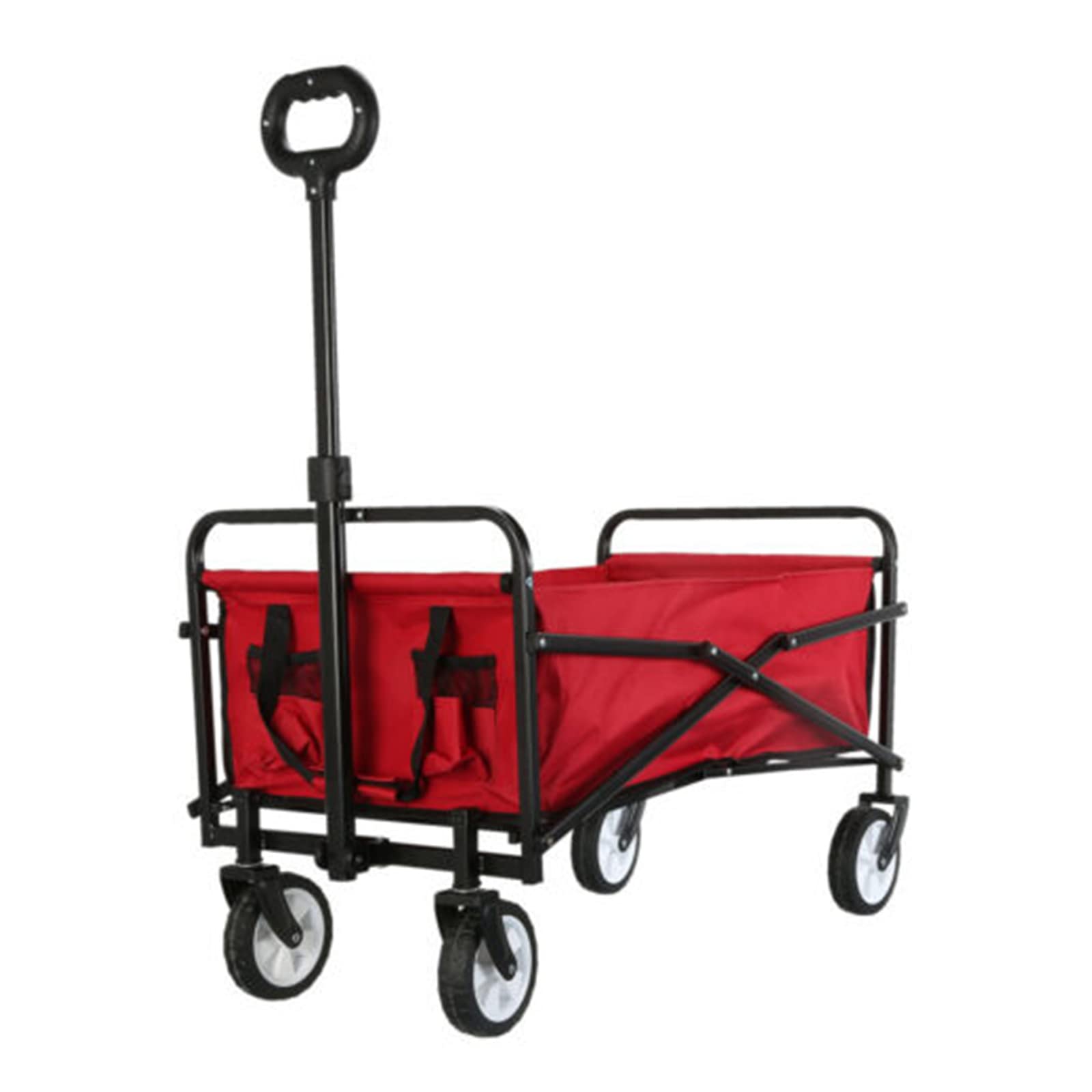 FHRKA Outdoor Folding Garden Cart - Utility Wagon with Adjustable Handle for Camping, Fishing & Shopping, 60kg/132lbs Load Capacity