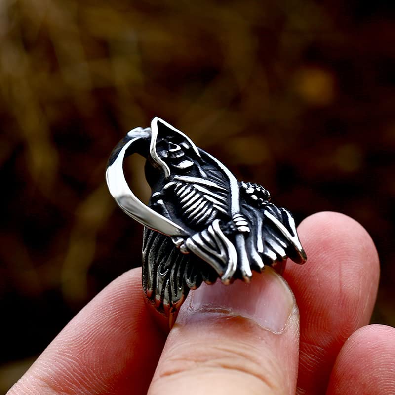 Image of Death Skull Ring for Men Stainless Steel Jewelry Biker Rings Scary Death Ring Skull for Gifts
