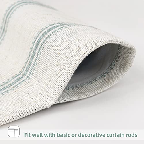 Driftaway Farmhouse Linen Blend Blackout Tie Up Curtain For Kitchen Vertical Striped Printed Tie Up Shade For Bedroom Adjustable Balloon Rod Pocket 45 Inch By 63 Inch Green #TOP2