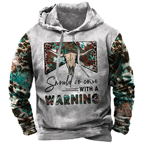 Zeiyignr Men's Tribal Aztec Printed Vintage Drawstring Pullover Sweatshirt Hoodie Retro Western Ethnic Graphic Patchwork Tops