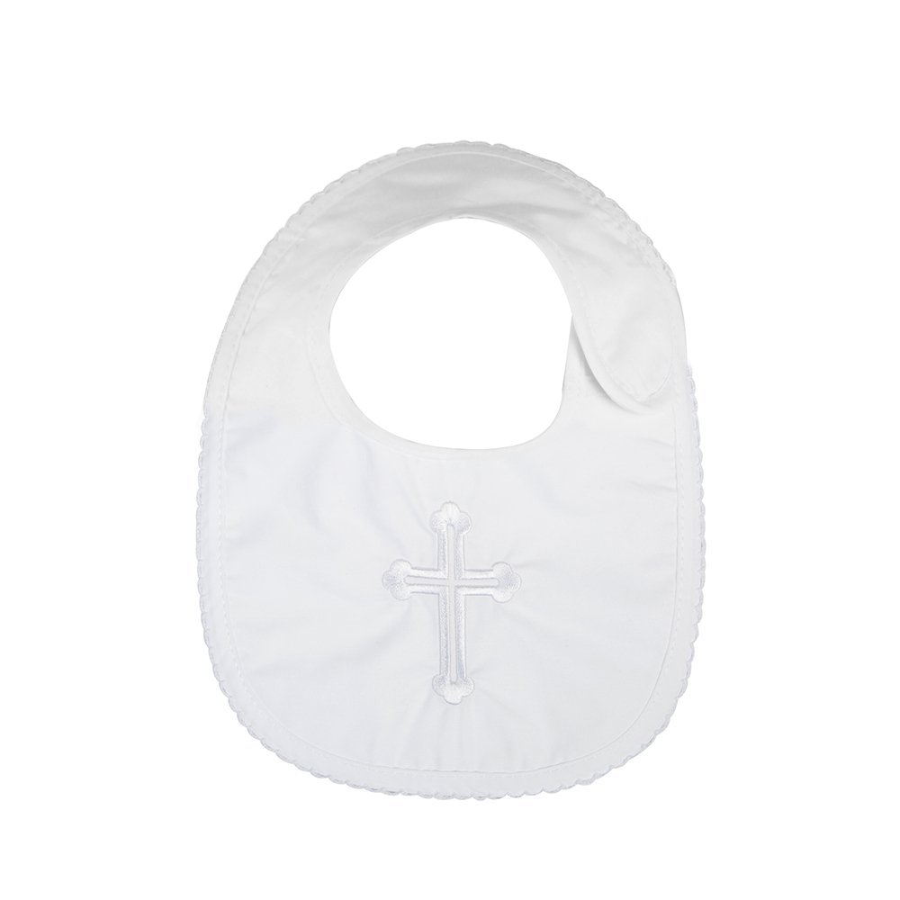 Lacofia Men's White Infant Baby Boys Girls Christening Baptism Embroidered Bibs