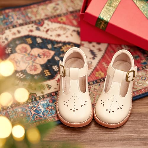 Image of GINFIVE Toddler Girls Dress Shoes Little Kids Flats School Mary Janes Shoes