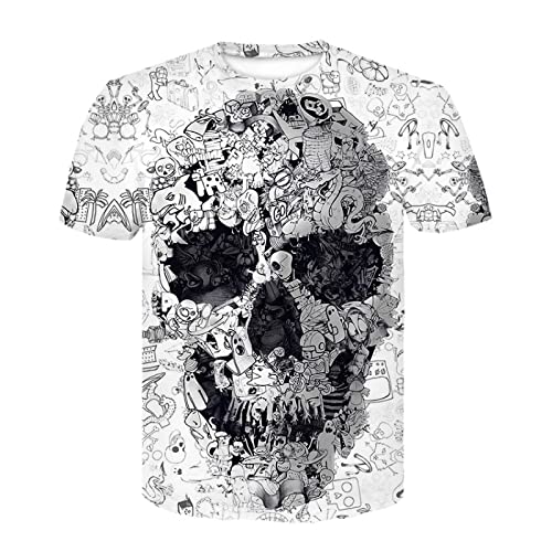 Unisex Camiseta Estampada Black Skull Men Skeleton T-Shirt Punk Rock Gun Blue T-Shirts 3D Print T-Shirt Vintage Mens Clothing Summer White Tops,D-630,L Unisex Camiseta Estampada Black Skull Men Skeleton T-Shirt Punk Rock Gun Blue T-Shirts 3D Print T-Shirt Vintage Mens Clothing Summer White Tops,D-630,L