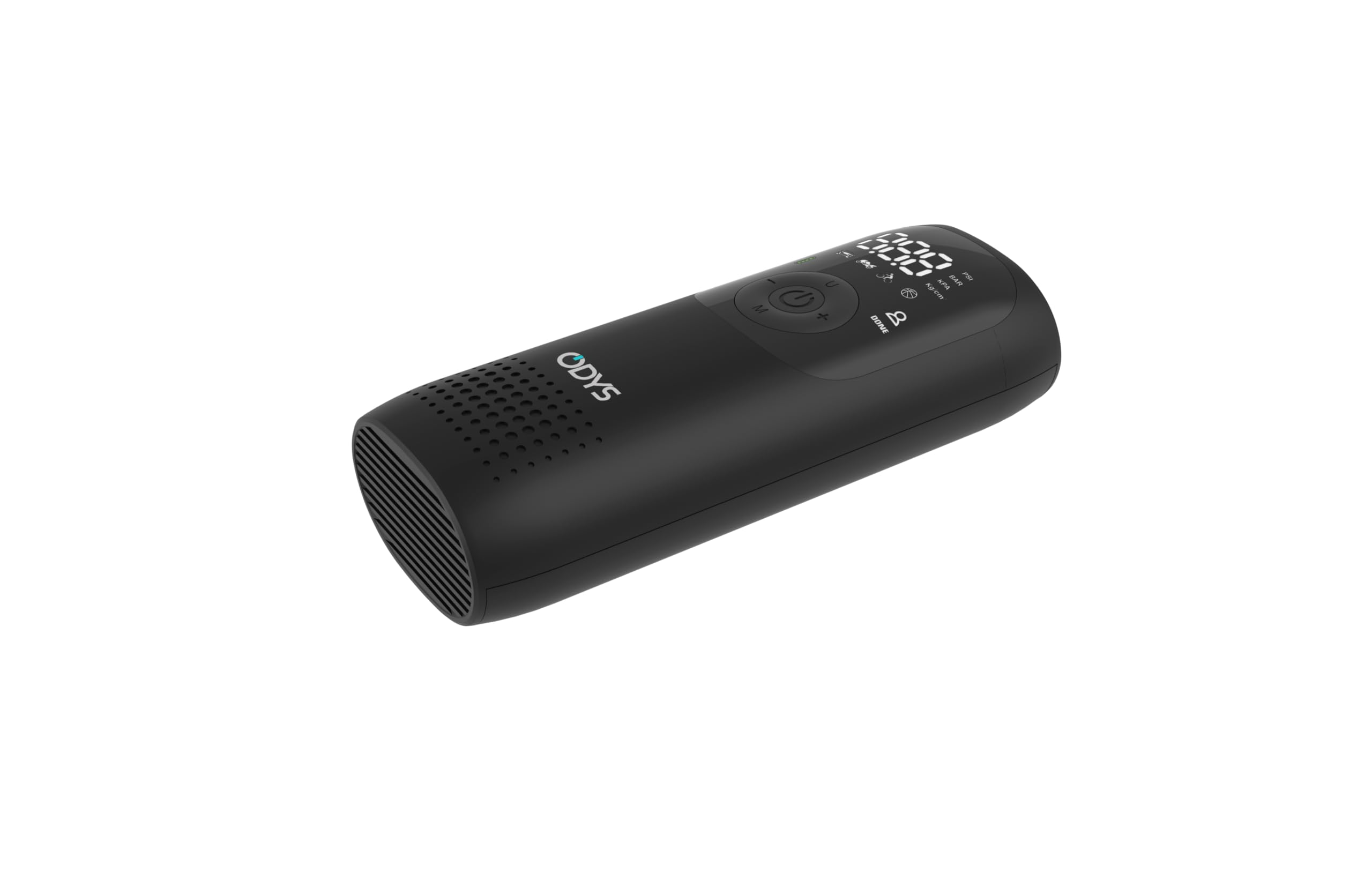 ODYS FlexPump akkubetriebener tragbarer elektrischer Luftkompressor Luftpumpe für Auto, Motorrad, Scooter, Fahrrad, Bälle (0-10Bar/0-150PSI, 2000mAh, Aufladung per USB-C, digitale Anzeige, LED Licht)