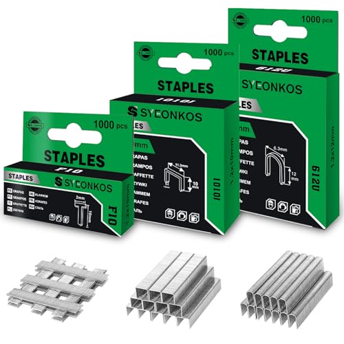 SYEONKOS Staples 3 000 PCS for Staple Gun Contains U-Type & Door-Type Staples for Carpentry Decoration School Display Boards Furniture Making DIY