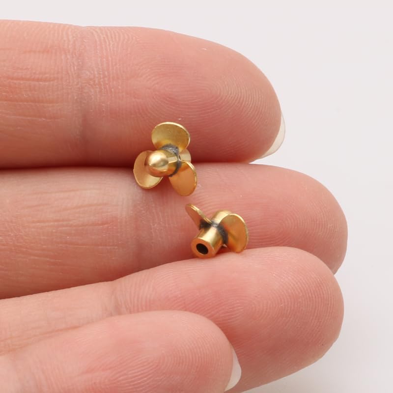 Hélice de latón de 9mm de diámetro, Apertura de 1,5mm, Paleta de Eje, Accesorios en Miniatura inversos positivos, Piezas de Repuesto for Modelo de Barco RC DIY (Color : 1pair)