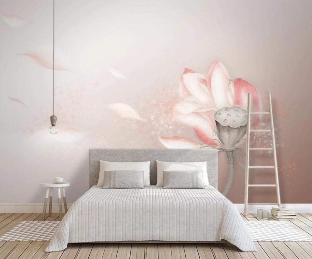 Papier peint fleurs de lotus 3D, décoration murale murale pour salon