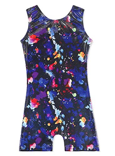 Leotards for Girls Gymnastics Toddler Dance Biketards Mermaid Unicorn Athletic Dance Wear Shiny Rainbow Blue Hotpink