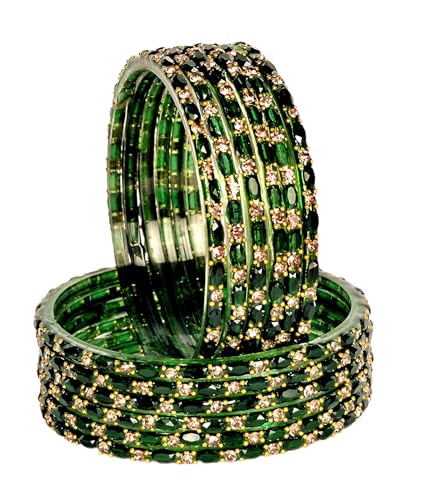 Image of Swara Creations Glass Bangles set for Women | Zirconwork Golden Raindrops Bangles Collection | Ethnic, Festive & Special Occassions(12Pcs)(SKU287)