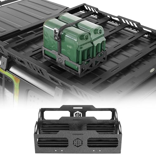 Hooke Road Double Jerry Gas Can Holder Mount Bracket Compatible with Hooke Road Roof Rack Allowing to Carry Two 5.3-Gallon Jerry Cans with Ratchet Strap