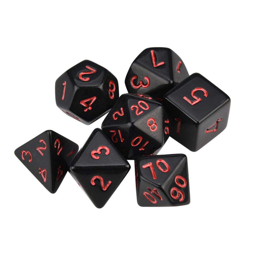 WHFDSBD Polyhedral Dice Set,Black Red Dice Game Dices Dragons Polyhedral D4-D20 Multi Sided Acrylic Dice Resin Colorful 7Pcs/Set