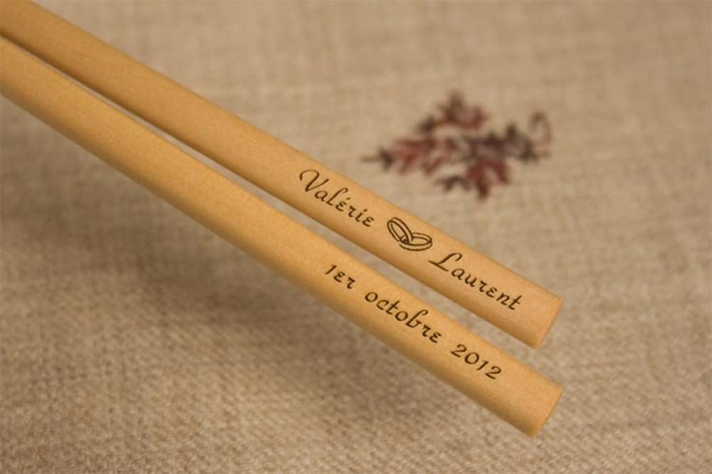 Lot de 50 baguettes personnalisées avec nom, lettrage personnalisé pour mariage, baguettes personnalisées