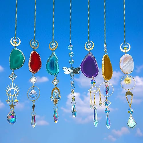 Sun Catchers for Windows BlumWay 7pcs Suncatchers Crystal Hanging Wind Chimes