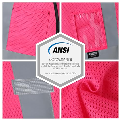 Image of JKSafety Safety Vest for men women Hi Vis Vest with Pockets and Zipper High Visibility Meet ANSI Standard(BX310