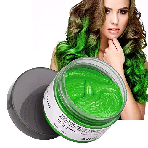 Natural Hair Wax Color Styling Cream Mud, Adofect Natural Hairstyle Dye Pomade, Temporary Hairstyle Cream 4.23 oz, Hairstyle Wax for Men and Women, Green