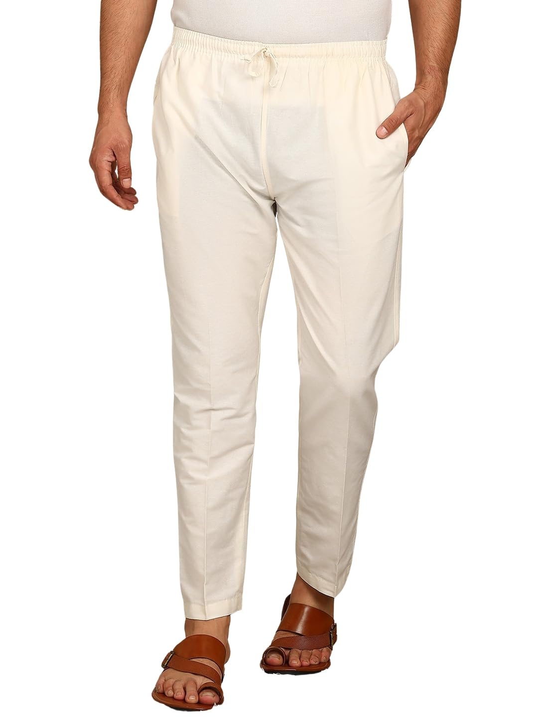 Men Solid Pure Cotton Pyjama | Elasticated Waistband | Nara | Two Side Pockets