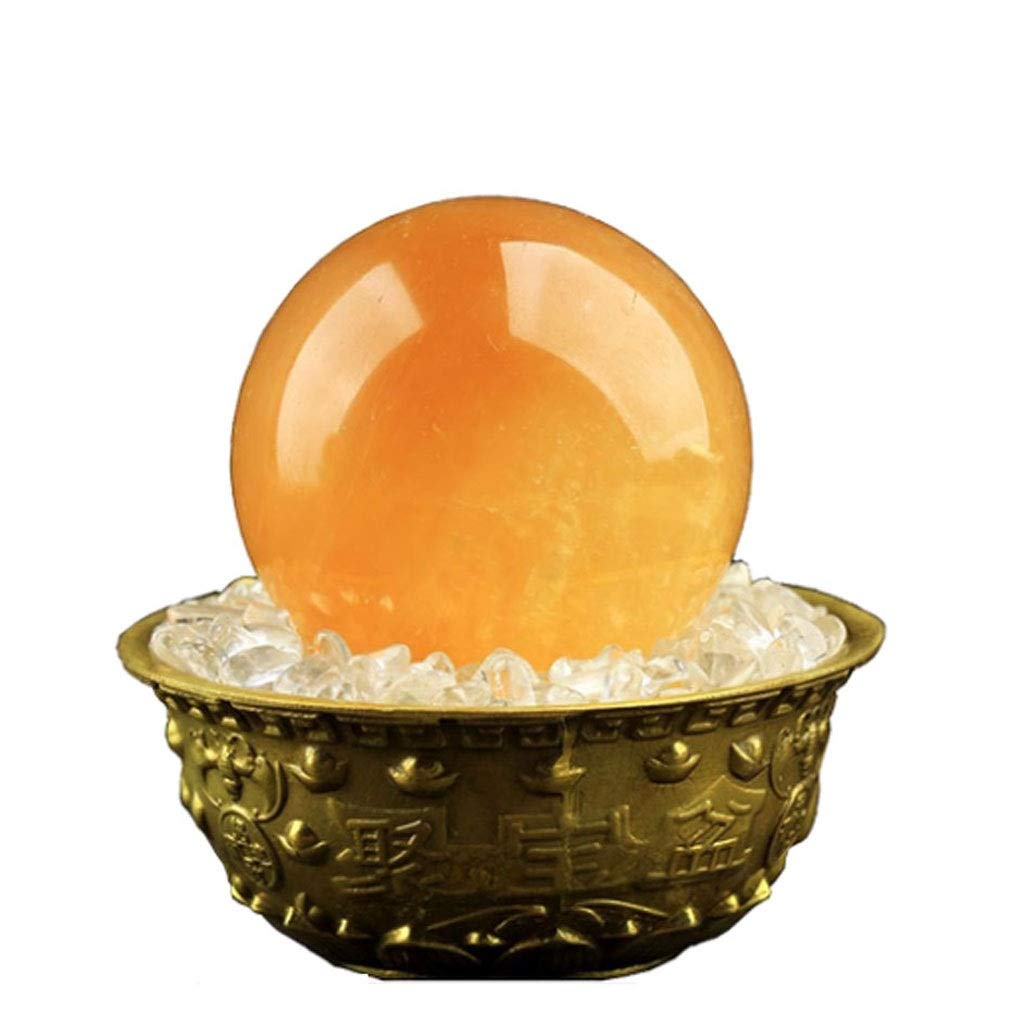 Sfera cristallo Palla di cristallo giallo, supporto in pelvico Sfera di cristallo, cattiva per fortuna, meditazione, decorazione della scrivania e decorazione della casa 5.51in Prop di Cristallo Medit