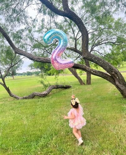 Image of Number Balloons 8 Balloon 40 inch for 8 Birthday Decorations, Blue and Pink | Saturated Color, Large 40 in, With Inflation Straw & Hanging Hole, Great for Men's Party, Back-To-School Season, Pool Party