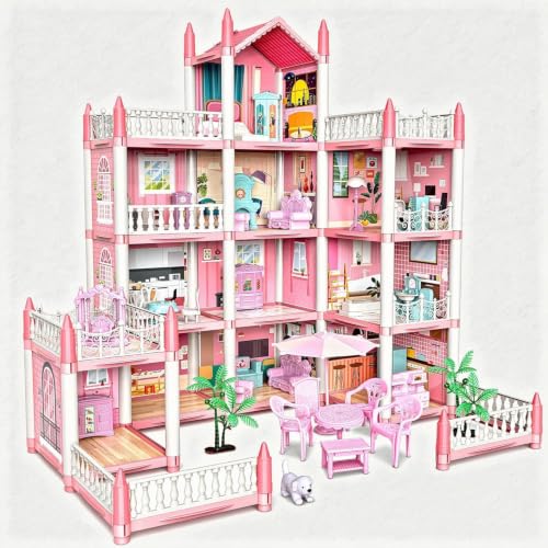 Image of 13-Room Luxury Doll House Playset with Furniture & Dolls | 3-Story Princess Dream House with Accessories | DIY Pretend Play Dollhouse Gift for Kids Girls 6+