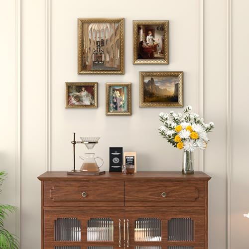 Image of 8x10 Vintage Picture Frames, Antique Frames,Gold Frames for Wall Decor, 4 Pack Ornate Picture Frames,Gold