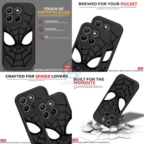 Image of AESTMO Back Case Cover for Mototola Moto Edge 70 Fusion 5G Cover | Spidey Face Mask Design | Silicone Case | Full Body Protection | Camera Protection Back Cover (Black)