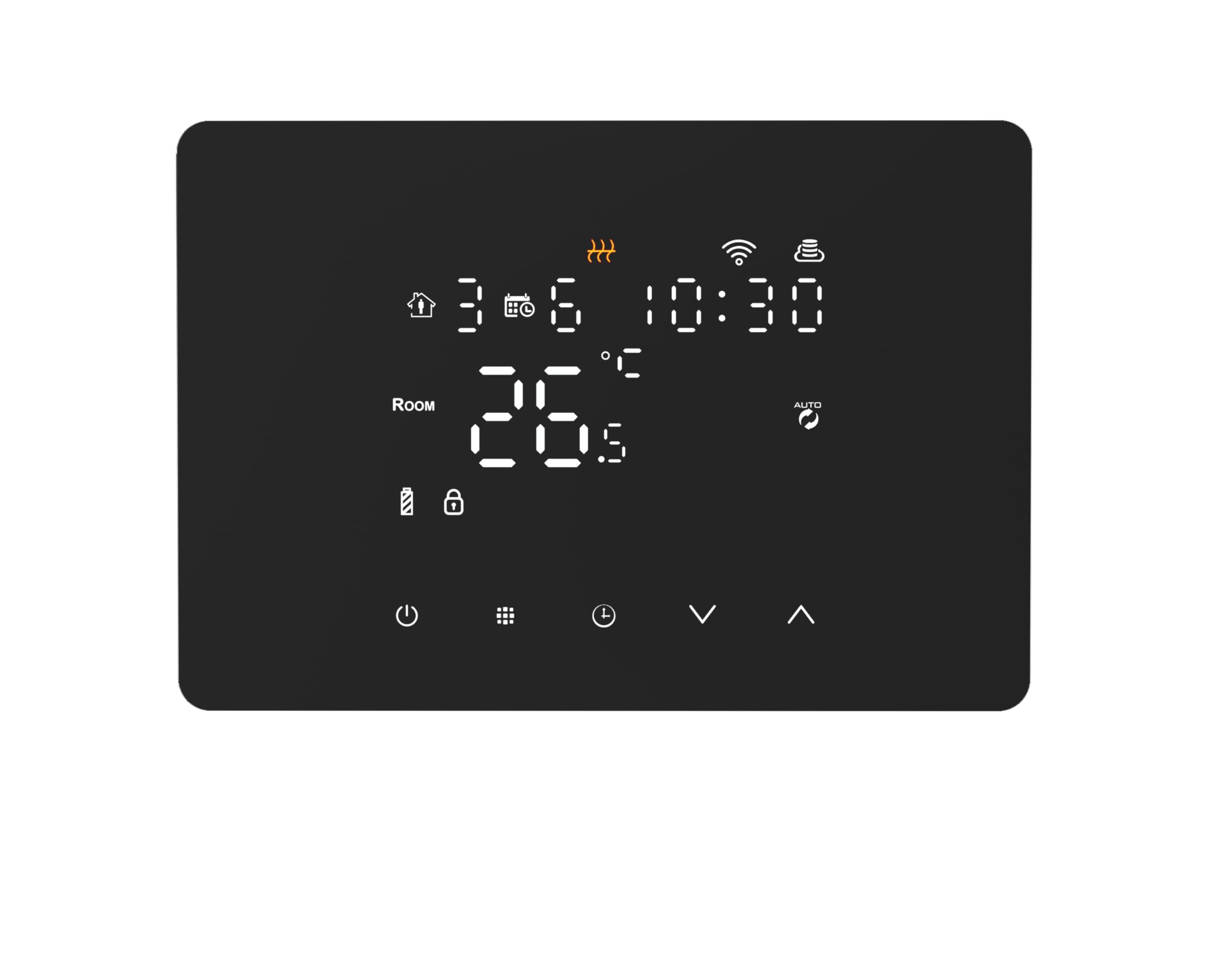 Domos - Thermostat sans fil intelligent WiFi pour chaudière et chauffage | Écran LED tactile, WiFi, programmable, contrôle à distance par application et voix. Couleur Noir