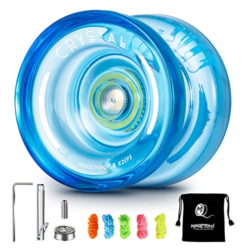 YOSTAR YOYO K2 Plus Crystal Sensible Yoyo para niños, yoyo para Principiantes, proposito Doble, con Rodamiento KK para intermedios avanzados, removedor de cojinetes, Bolsa, 5 Cuerdas de yoyo (Azul) Cover