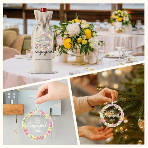 Image of 1st Spring Engaged Engagement Gifts for Couples Her Engagement Party Decorations for Women Couple Our First Spring Engaged Wine Bag Acrylic Ornament 2026