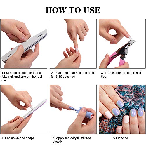 500 Stück Acryl Falsche Künstliche Nägel Tips, Natürliche Kunst Gefälschte Nägel Tipps mit Nagelknipser Cutter Nägel… – Bild 3