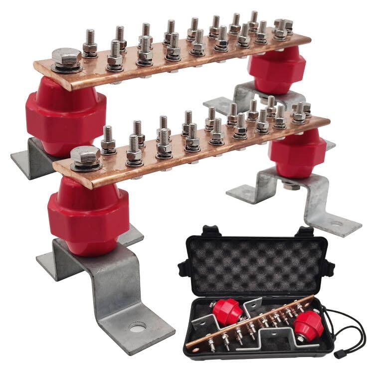 Buy MOKIKUBA 900A Copper Ground Bar Kit 10" Wall Grounding Bus Bar