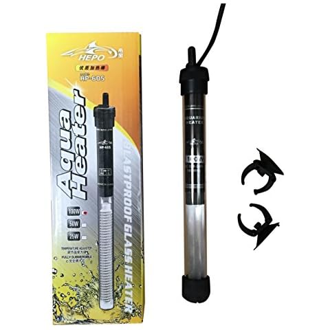 Hepo HP-605 Aquarium Submersible Fish Tank Heater Thermostat 25w to 300w (25w) Cover