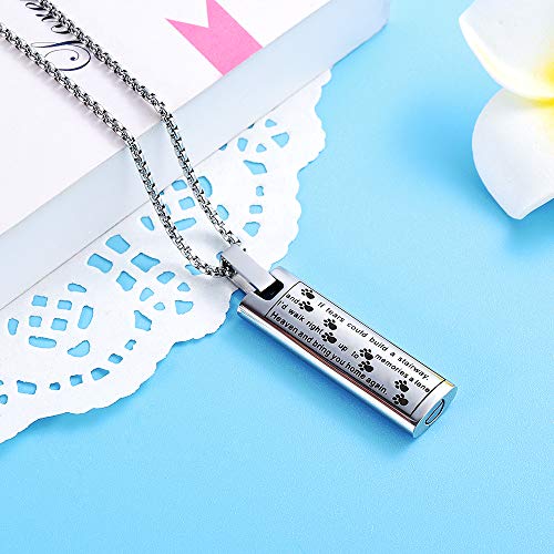 Eternitymemory 9137 Pet Urn Pendant Dog/Cat Paw Cremation Jewelry Stainless Steel Memorial Ashes Keepsake Necklace (Silver) #TOP3
