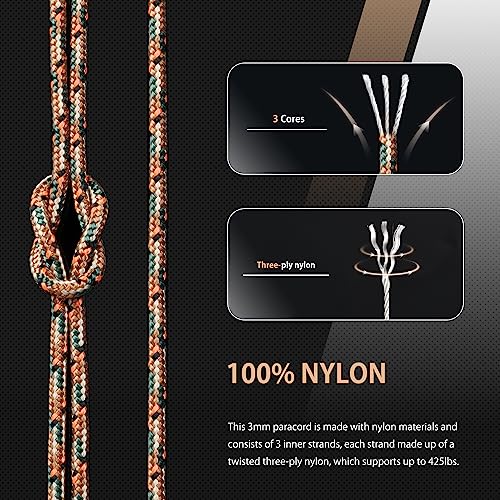 Abma Cord Paracord 425 lbs 3mm 100% Nylon 30M - Treestand, Military-treestand, 30 Meters - Image 3
