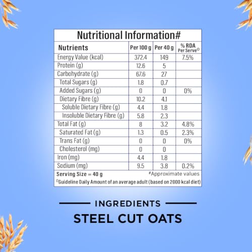 Image of Bagrry's Steel Cut Oats 1.5kg | High in Protein & Fibre | Old-Fashioned Oats | Non-GMO | No Added Sugar | Irish Oats | Weight Management | Regulates Cholesterol | Healthy Breakfast Cereal | No Added Preservatives