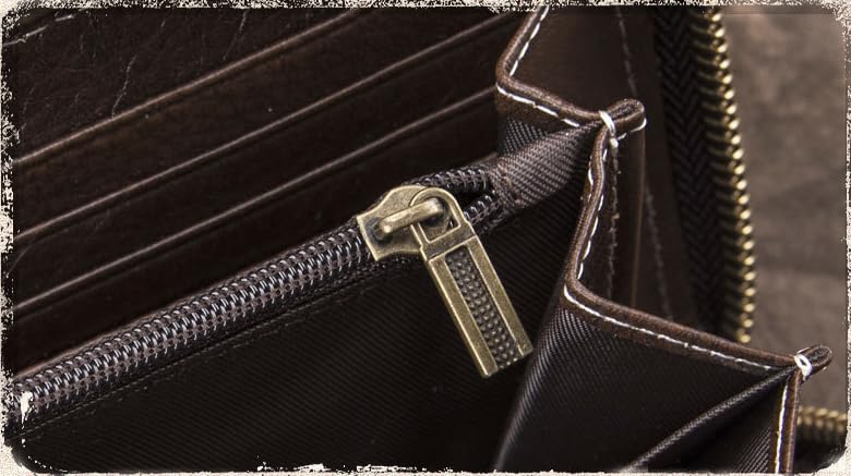 Vintage Genuine Leather Long Zipper Wallet for Men Business Large Capacity Organizer3