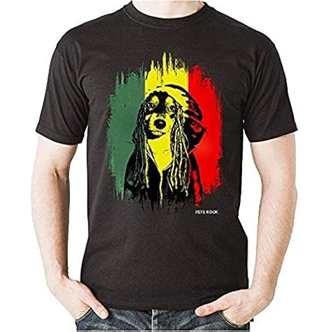 Pets Rock Reggae Men's Black T-Shirt Cover