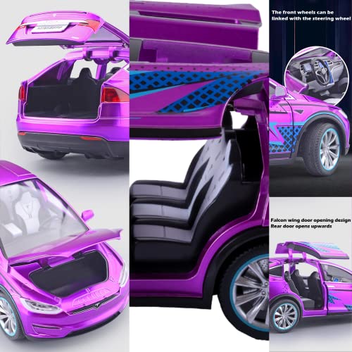 Fesvasdee Model Car 1/20 Scale Sport Racing Version Pull Back Vehicles Diecast Car Metal Model Cars With Sound And Light For Kids Age 3 Year And Up Purple #TOP4