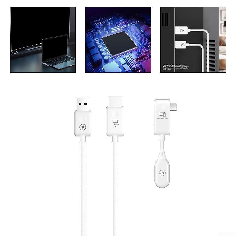 Receptor Proyección Inalámbrico 1080P Pantalla Video HD para Laptop Móvil Cine para casa 60cm