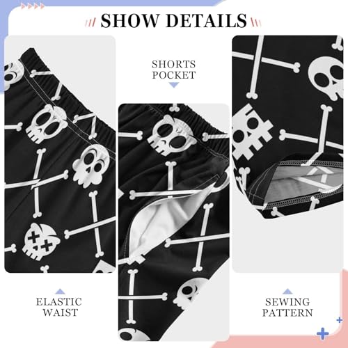 ZZXXB Funny Skulls Print Boys Long Pants Soft Trousers Elastic Waist Kids Lounge Bottoms with Pockets S-XL4