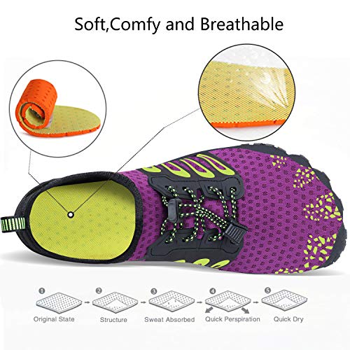 Image of MAYZERO Water Shoes Men Women Swim Surf Shoes Beach Pool Shoes Wide Toe Hiking Aqua Shoes Winter House Slippers