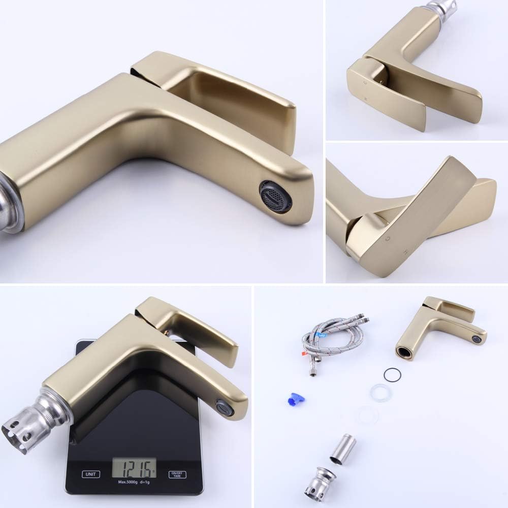 🔥 Cаѕhbасk uр tо 70% BEIGEEWY Bathroom Basin Faucet Low Lead Copper Gravity Casting Shell Single Handle One Hole Sink Faucet with cUPC Water Supply Lines Mixer Taps Vanity Sink Faucet Brushed Gold Flаѕh Dеаlѕ - 70% оƒƒ BEIGEEWY Bathroom Basin Faucet Low Lead Copper Gravity Casting Shell Single Handle One Hole Sink Faucet with cUPC Water Supply Lines Mixer Taps Vanity Sink Faucet Brushed Gold