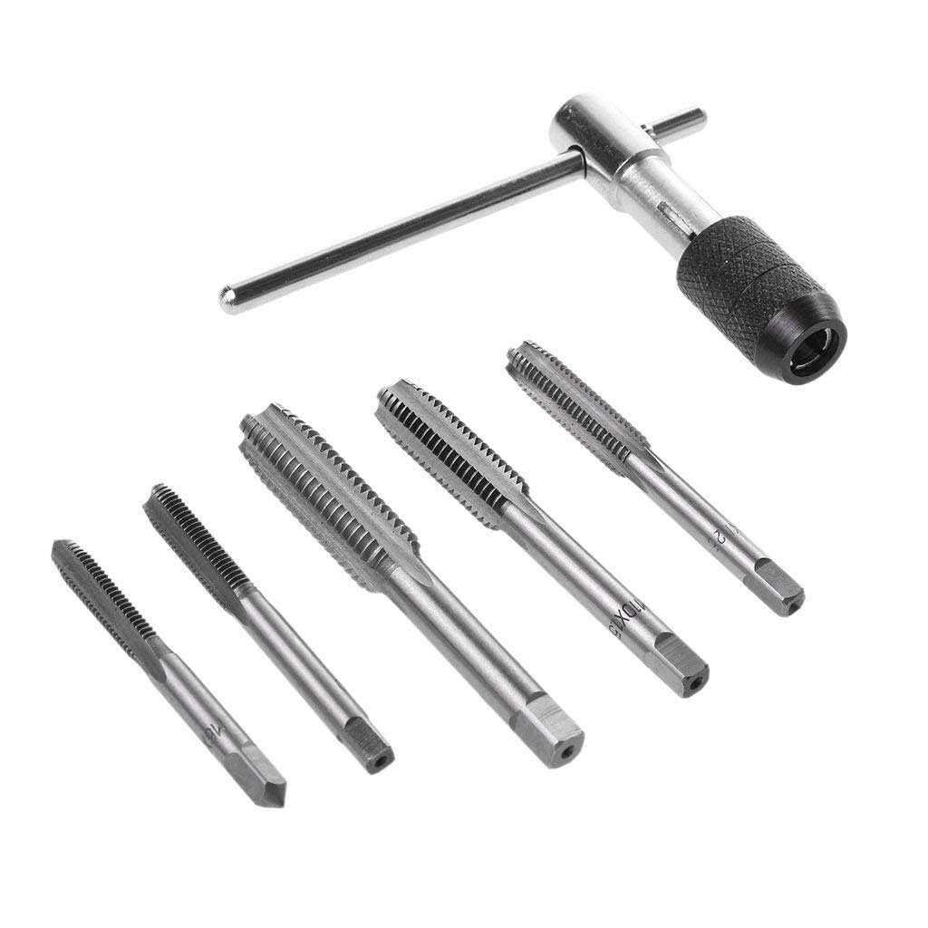 DY TOOLS ® 6pcs T-Type Machine Hand Screw Tap Wrench M3/M4/M5/M6/M8 Tap Die Set Straig 2