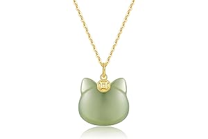 Green Natural Hetian Jade Panda Necklace for Women