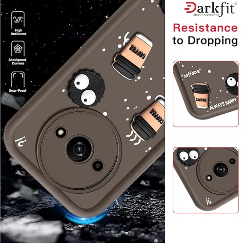 Image of Back Case Cover Compatible with Poco C61 | Cute Fun Cartoon Ball 3D Coffee Silicone Case | Body Protection | Camera Protection | Shock Proof | Color Brown | Pack of 1